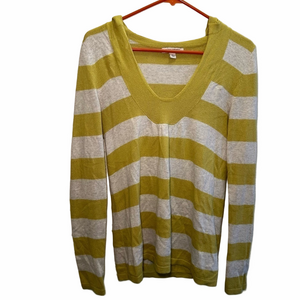Banana Republic Yellow & White Striped Sweatshirt Hoodie Size Small